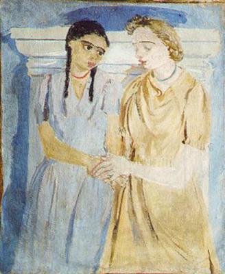 Laura e Peppinella davanti al caminetto