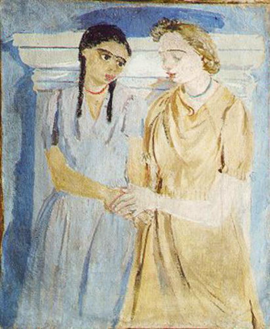 Laura e Peppinella davanti al caminetto