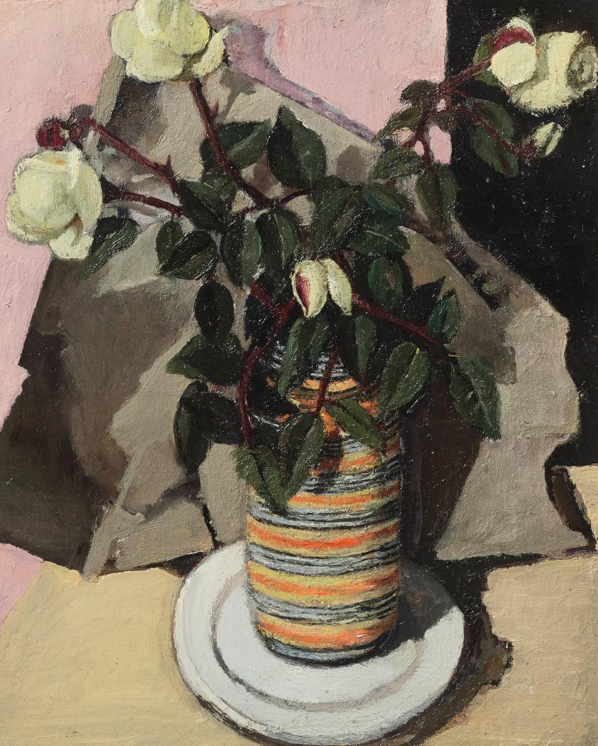 Rose nel vaso a righe