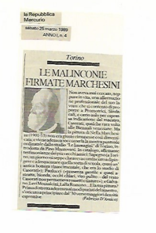 Rassegna stampa della mostra "Nella Marchesini" su La Repubblica