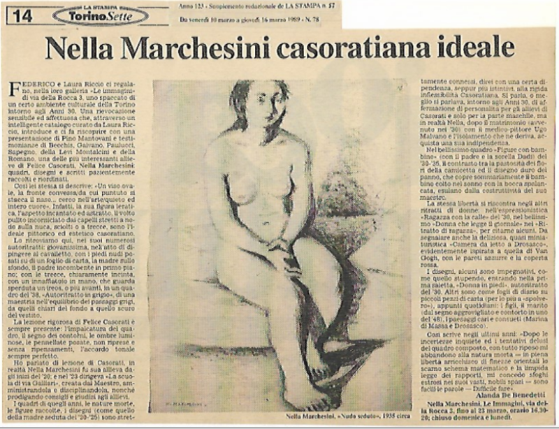 Rassegna stampa della mostra "Nella Marchesini" su Torinosette