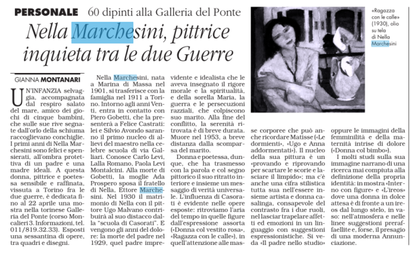 Rassegna stampa mostra "Nella Marchesini" su Il nostro tempo