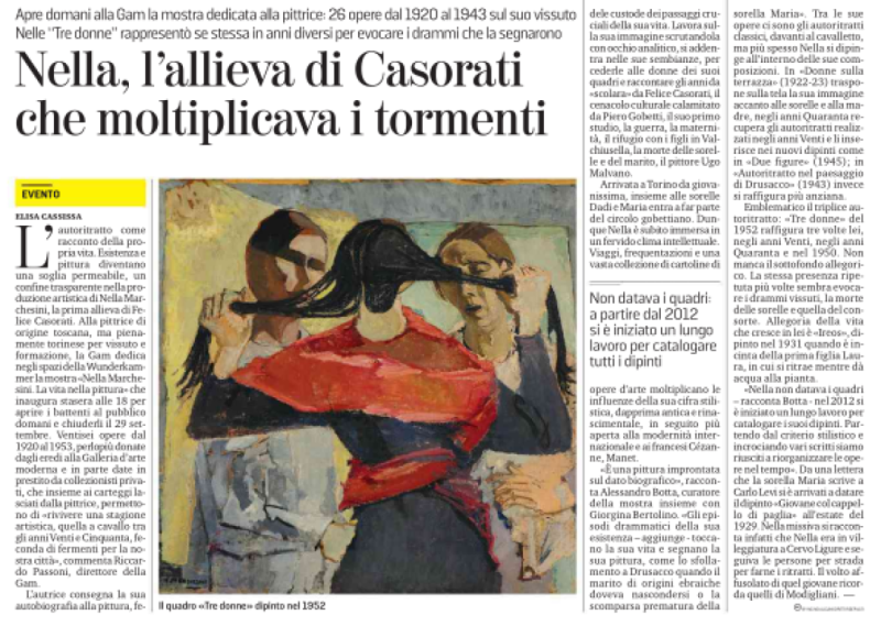 Rassegna stampa mostra "NELLA MARCHESINI La vita nella pittura. Opere dal 1920 al 1953"